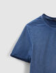 Blaues Jungen-T-Shirt mit Totenkopf auf Flagge hinten-4