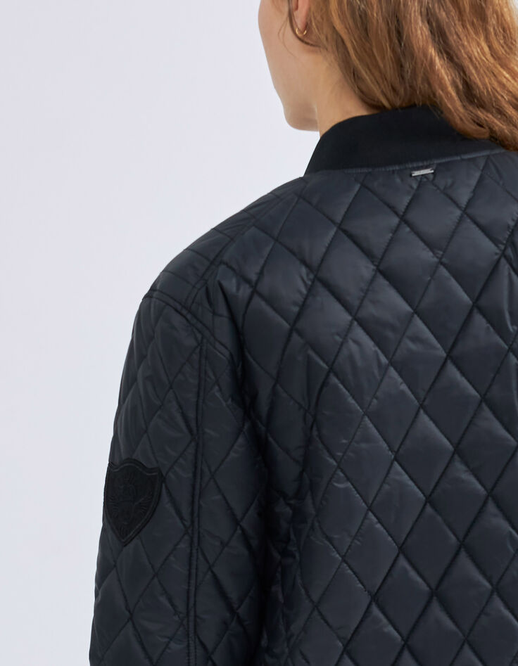 Schwarze, halblange Damensteppjacke-5