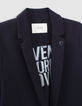 Veste tailleur marine rayures col et manches femme-2
