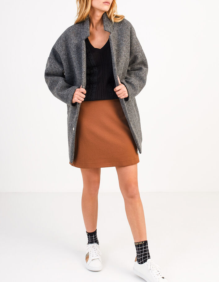 I.Code black knit sweater with lace