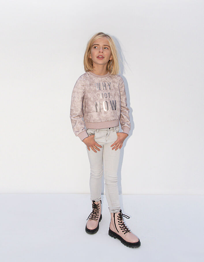 Mädchen-Skinny-Jeans in Light Grey mit Borte an der Taille-2