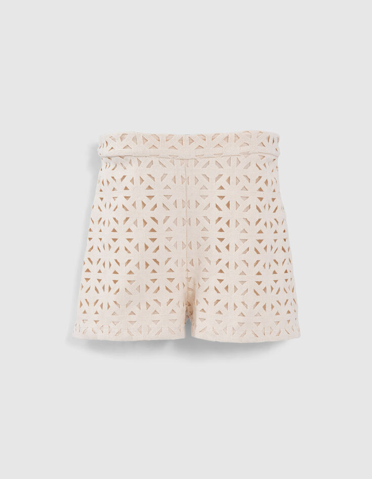 Short &eacute;cru macram&eacute; graphique Femme-6