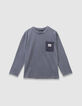 Blauw T-shirt lange mouwen biokatoen tricot zak jongens-5