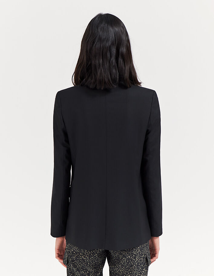 Women’s black crepe double-breasted suit jacket - IKKS