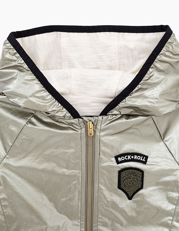 Bronzefarbener Mädchenwindbreaker mit Perlmuttfinish-5