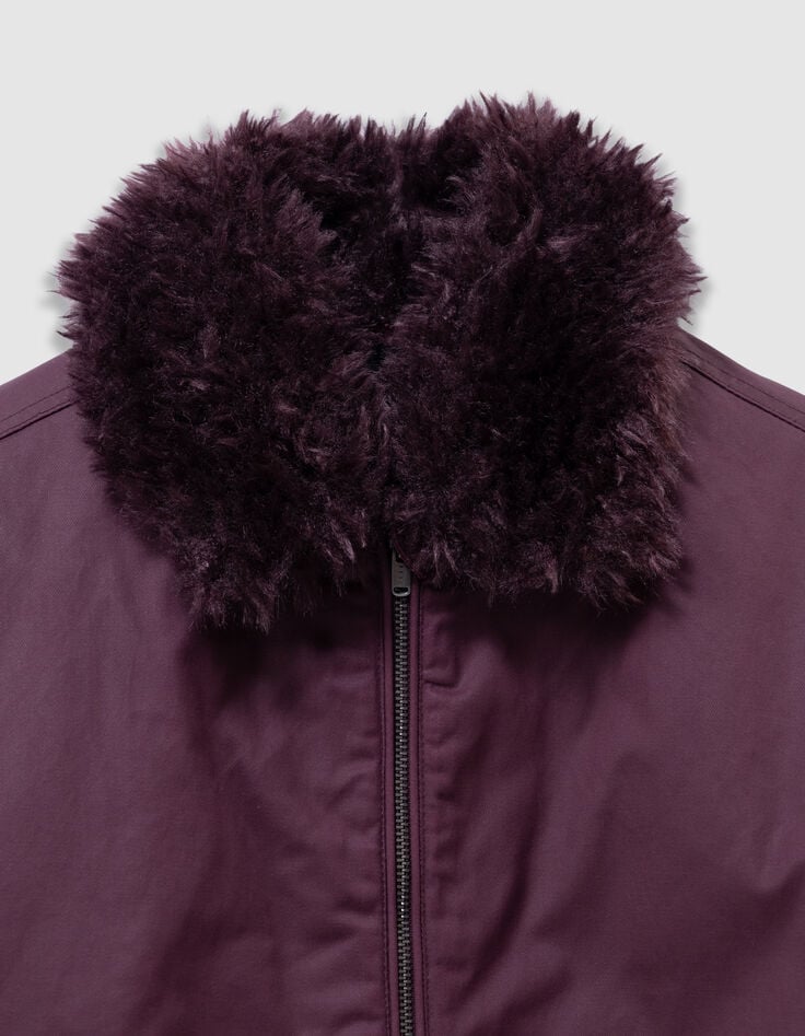 Girls’ burgundy jacket with detachable fur-lined collar-7