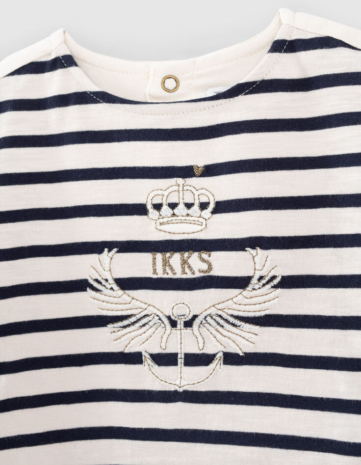 Camiseta marinera crudo bimaterial bordado bebé niña-3 Camiseta marinera crudo bimaterial bordado bebé niña-3