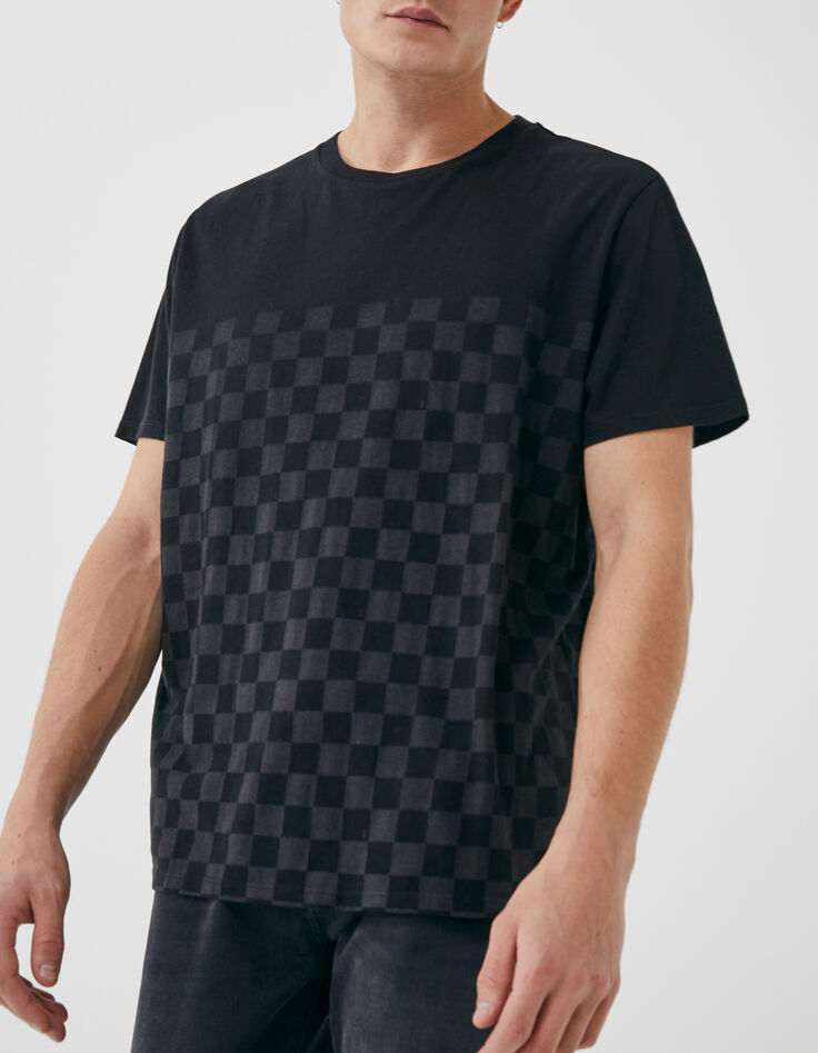 Zwart T-shirt met geblokte print Heren-2