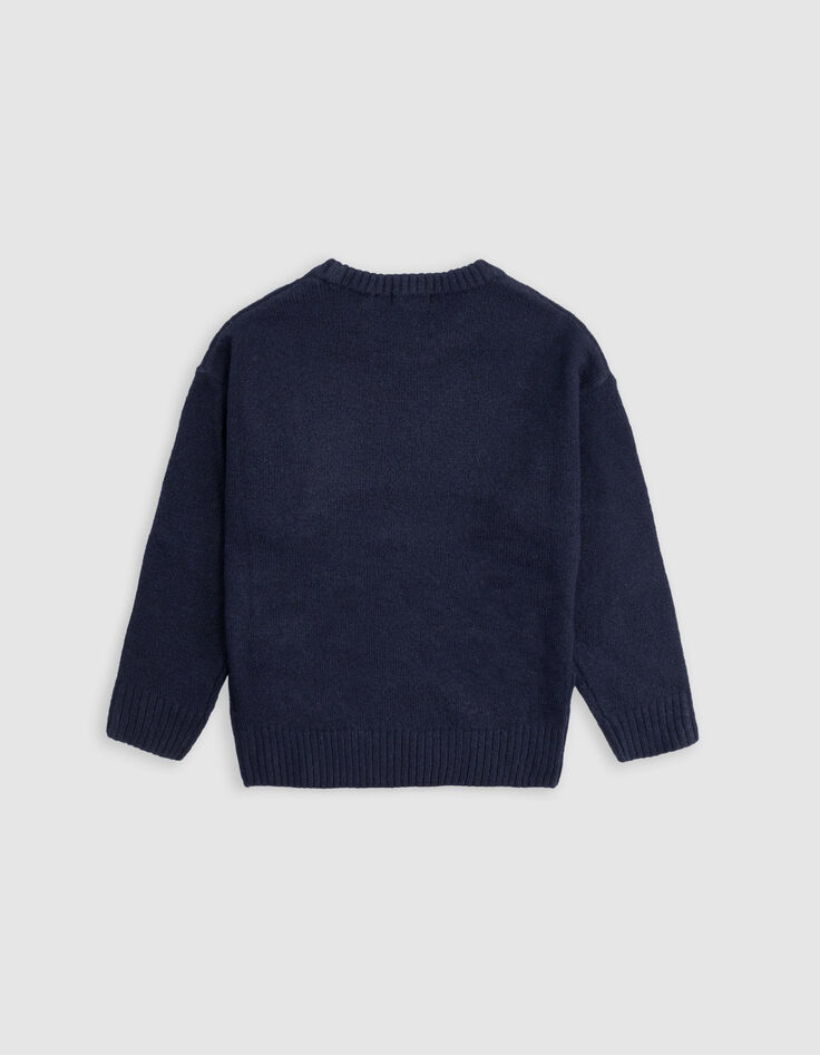 Boy's fluffy knit navy sweater-3 Boy's fluffy knit navy sweater-3