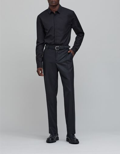 Pure Edition-Men&rsquo;s black SLIM shirt, embroidered lightning - IKKS