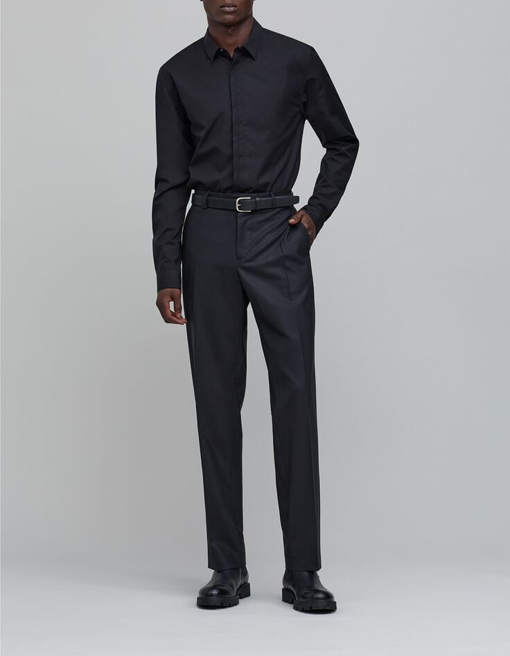 Pure Edition-Men&rsquo;s black SLIM shirt, embroidered lightning-1