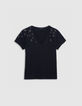 Khaki Damen-T-Shirt aus Bio-Baumwolle mit Leoparden-Mikro-Nieten-5