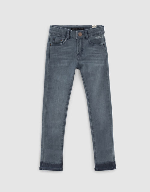 Boys’ blue grey skinny jeans, checkerboard back pocket - IKKS