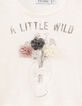 T-shirt écru bio avec fleurs 3D bébé fille-4
