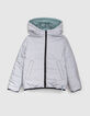 Plumas reversible verde o gris reflectante niño-6