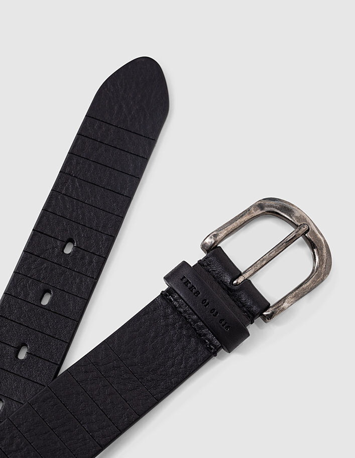 Men’s black cartridge-style engraved leather belt - IKKS