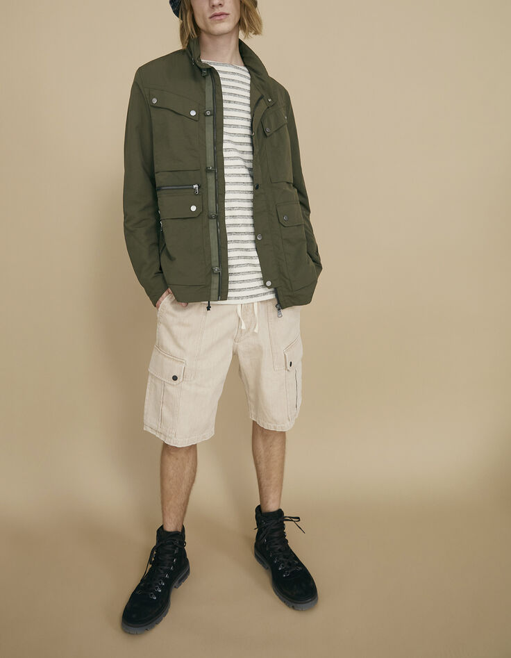 Veste saharienne kaki en nylon Homme-7