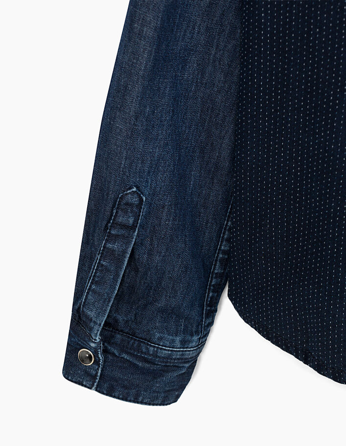 Indigo jeanshemd met jacquard rug voor jongens  - IKKS