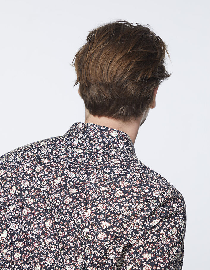 Men’s black floral print SLIM shirt - IKKS