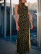 Robe longue noire recycl&eacute;e imprim&eacute; l&eacute;o floral Femme-8