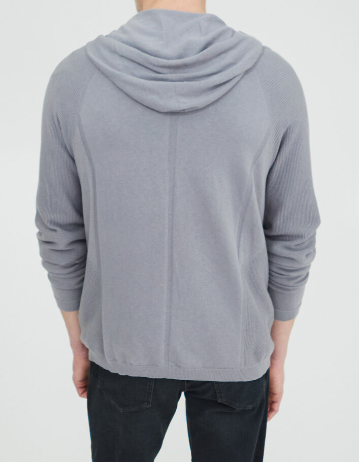 Gemêleerd grijs vest 3D-tricot met kap Heren - IKKS