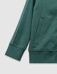 Cardigan zippé vert ganses rayées manches garçon-5
