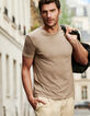 Beige CROPPED chino broek in linnen Heren-2