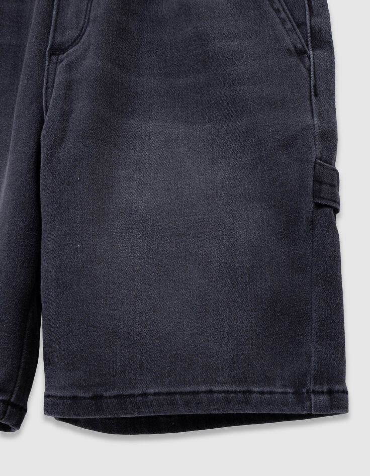 Grey denim shorts with elasticated waistband for boy-4