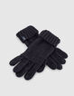 Girls’ dark navy glittery knit gloves-5