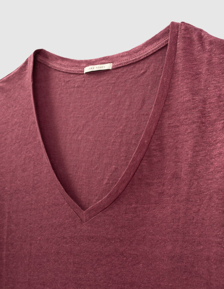Tee-shirt en lin foil coloris fuchsia femme-3