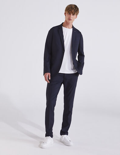 Pantal&oacute;n de traje SLIM azul oscuro falso liso Hombre - IKKS