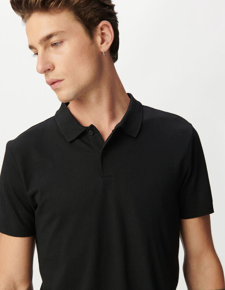 Polo noir en coton modal Homme-4