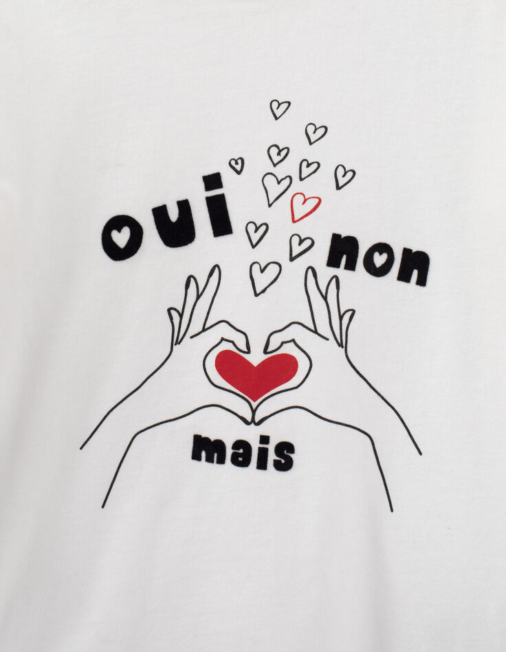 T-shirt écru cœur avec les doigts mini me fille-4
