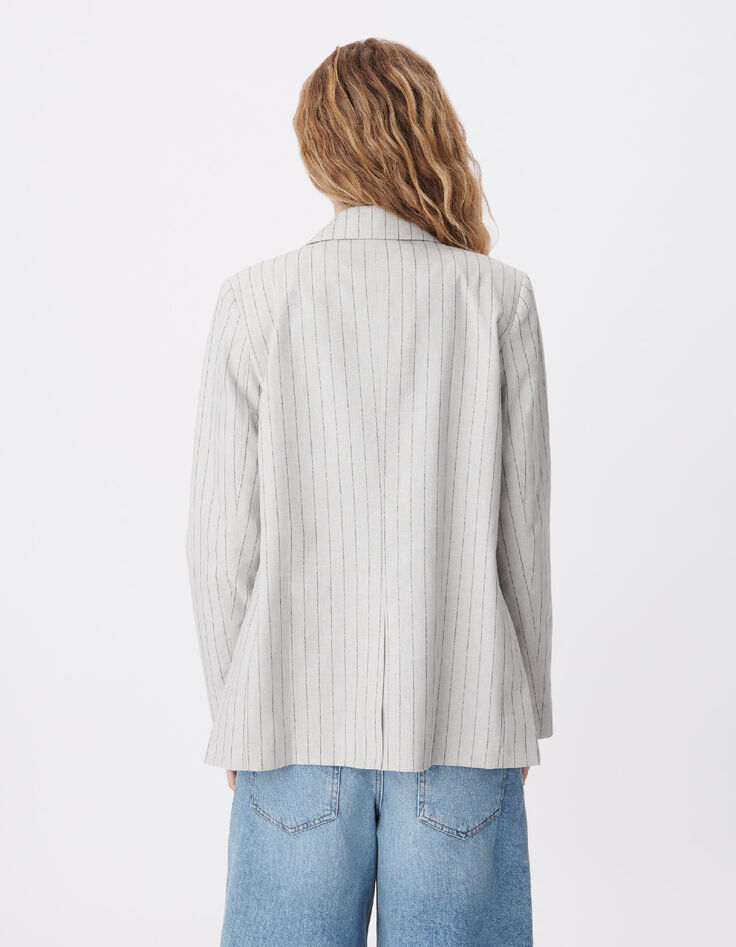 Veste de tailleur beige rayures tennis Femme-4