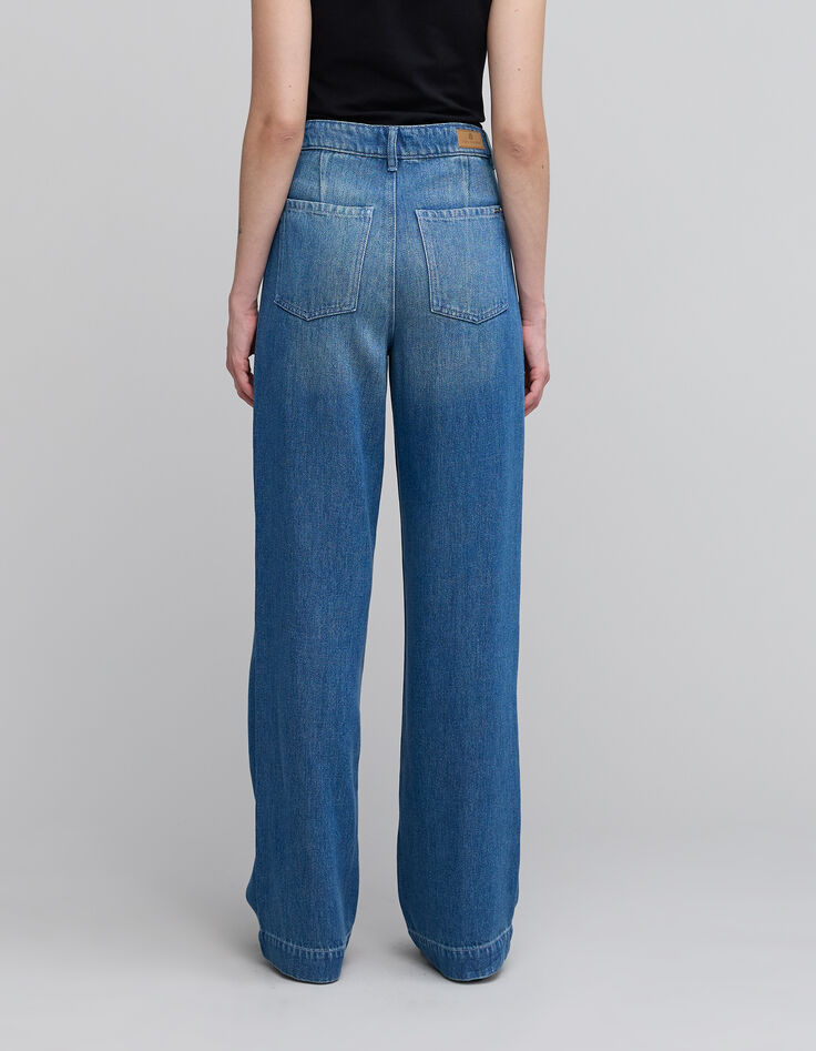 Denim wide leg taille haute femme-3
