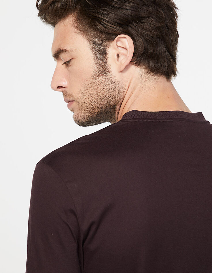 Polo prune en Interlock manches longues Homme-5
