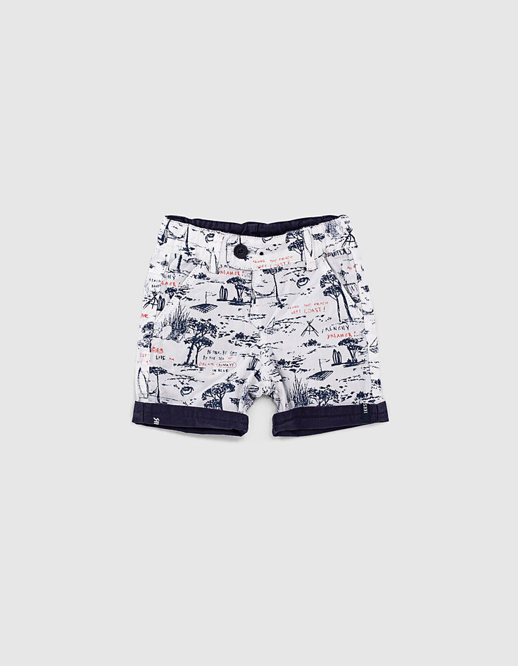 Short réversible navy et imprimé bébé garçon  -2