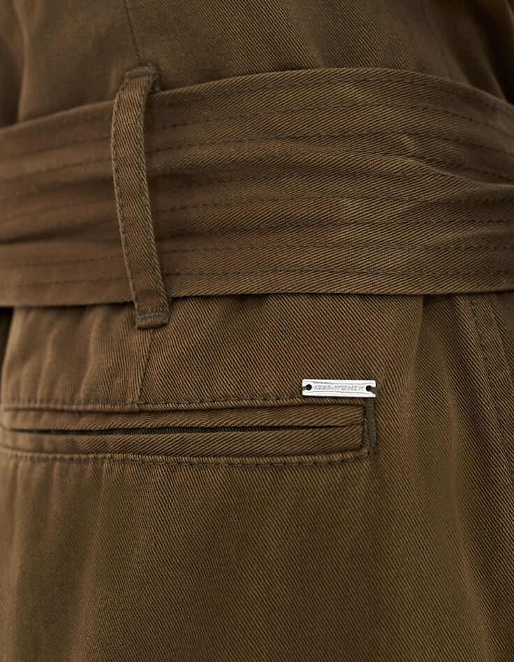 Khaki Bootcut-Damenhose mit hohem Bund-4