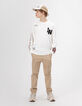 Boys’ white waffle long-sleeved T-shirt-8