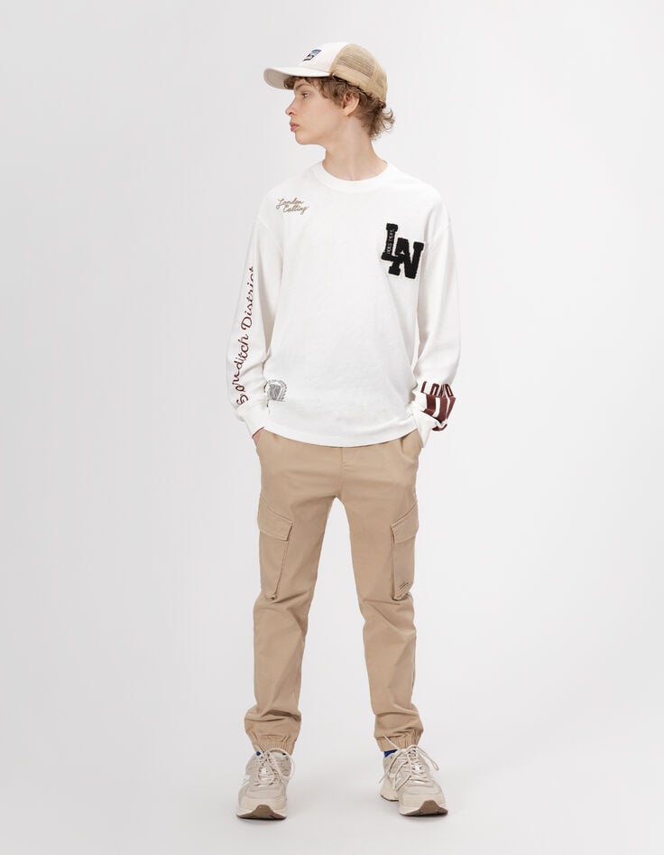 Wit T-shirt lange mouwen honingraat jongens-8 Wit T-shirt lange mouwen honingraat jongens-8