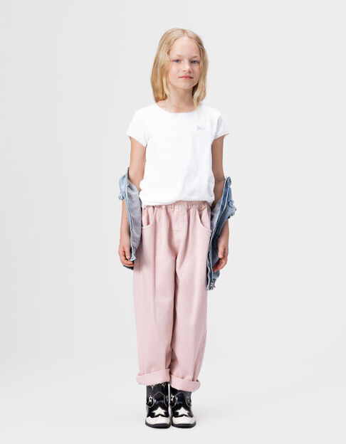 Girls’ off-white Essential organic cotton T-shirt - IKKS