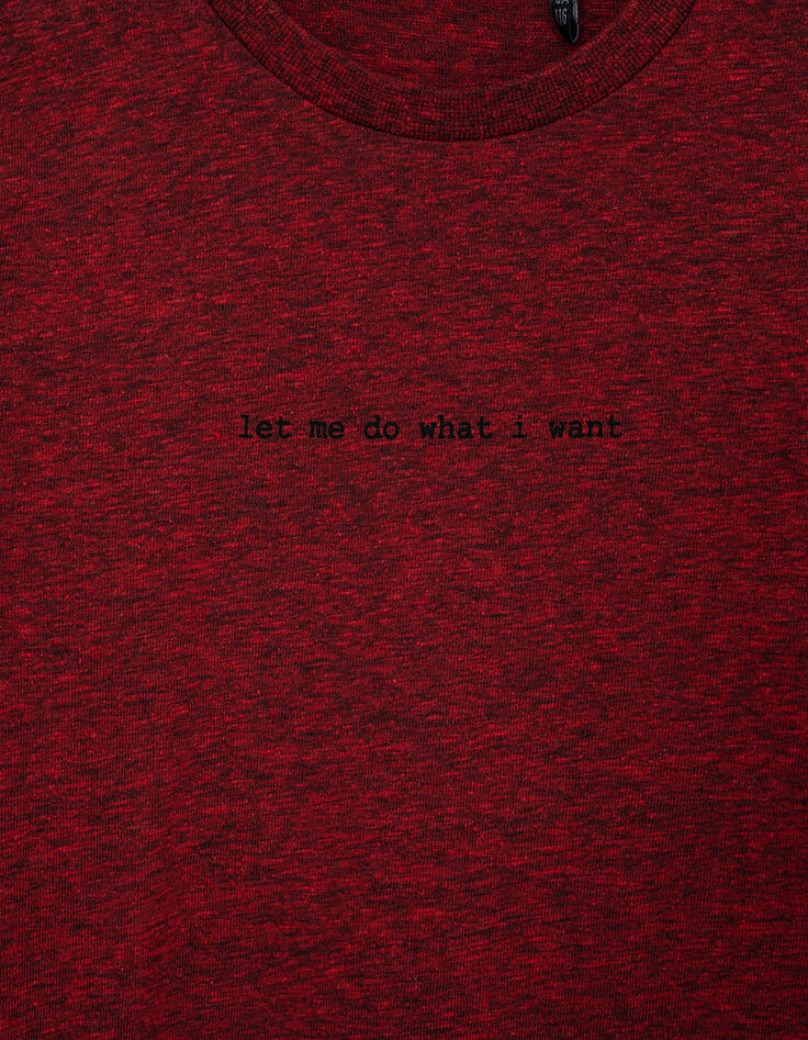 Tee-shirt rouge moyen à message et guitare dos garçon -5
