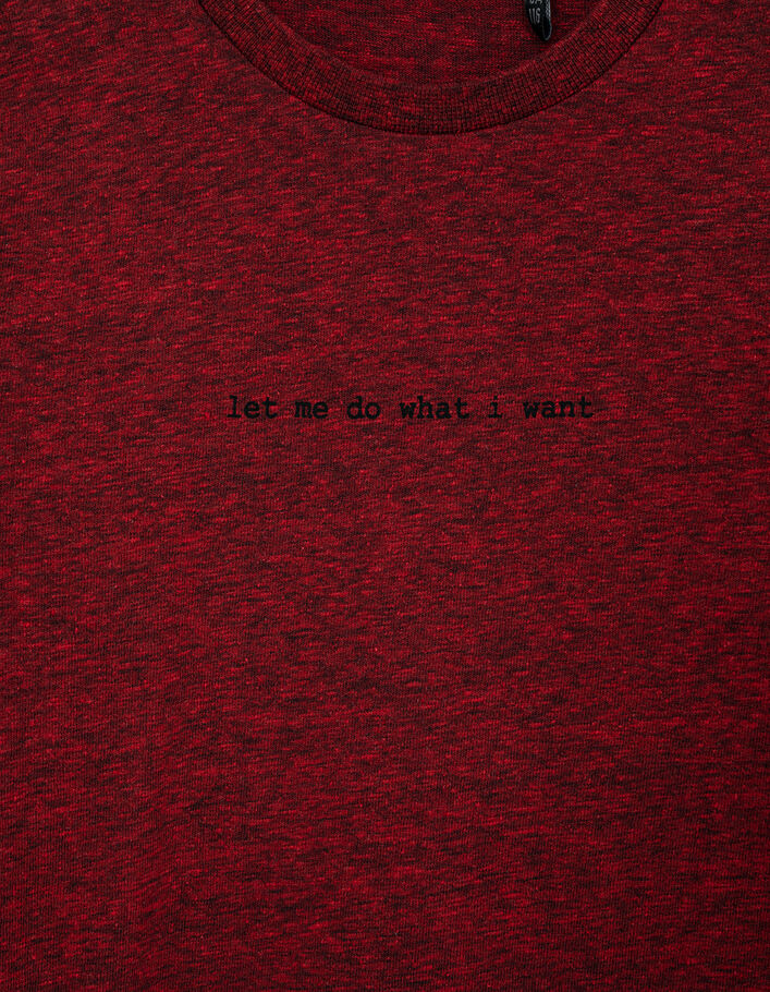 Camiseta rojo medio con mensaje y guitarra niño  - IKKS