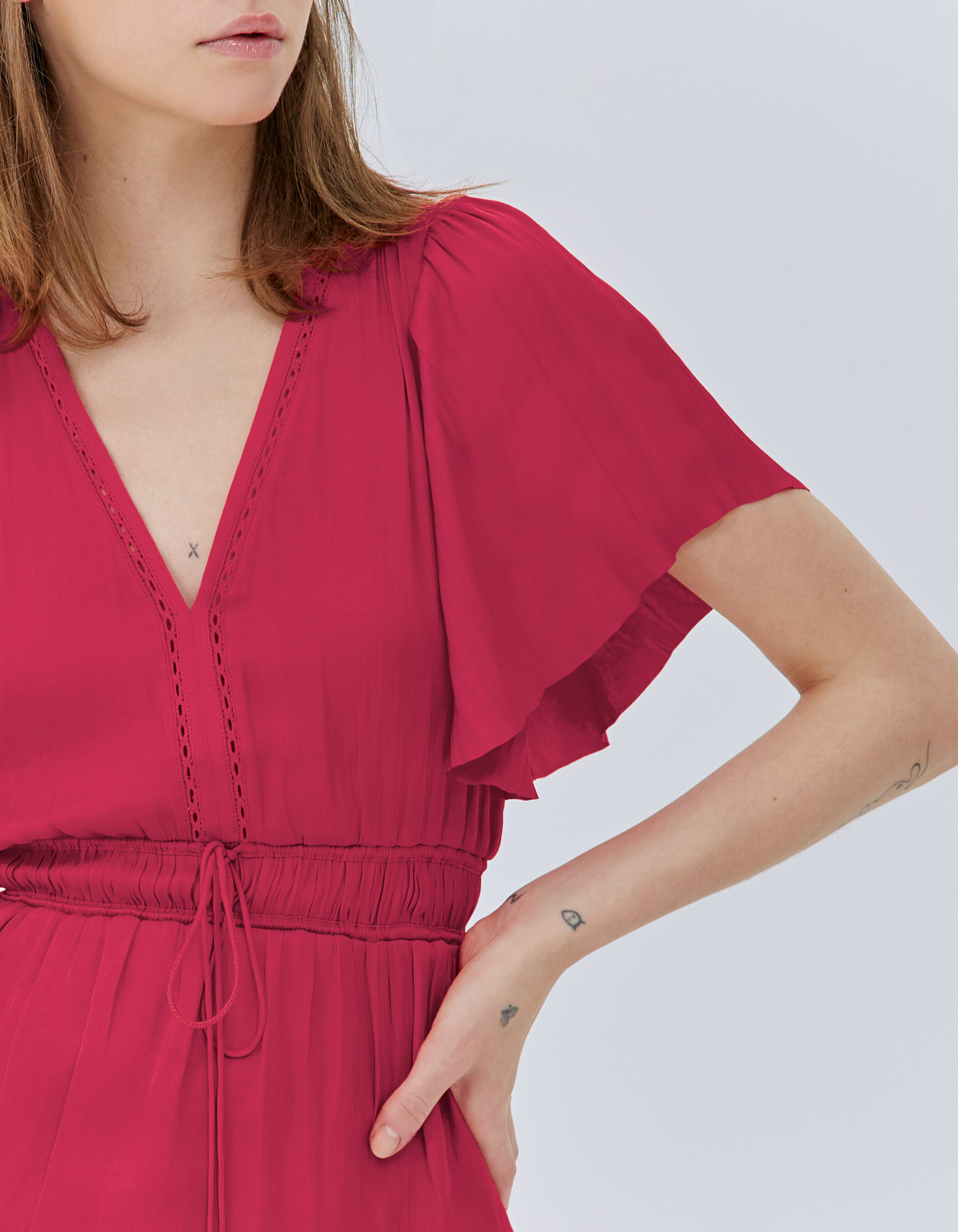 Blouse peplum fushia acidul femme