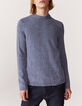 Pull bleu stone tricot mouliné Homme-2