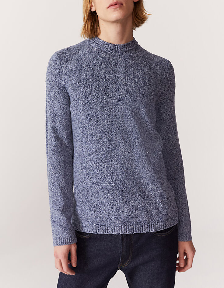 Pull bleu stone tricot mouliné Homme-2 Pull bleu stone tricot mouliné Homme-2