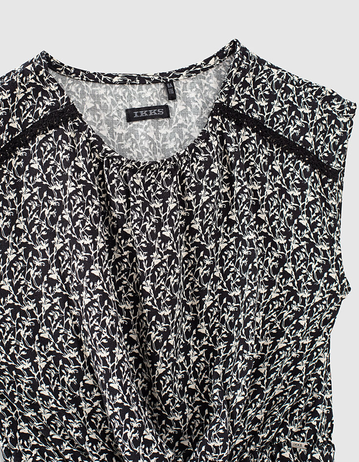 Combi longue noire Ecovero® à imprimé lys fille-2