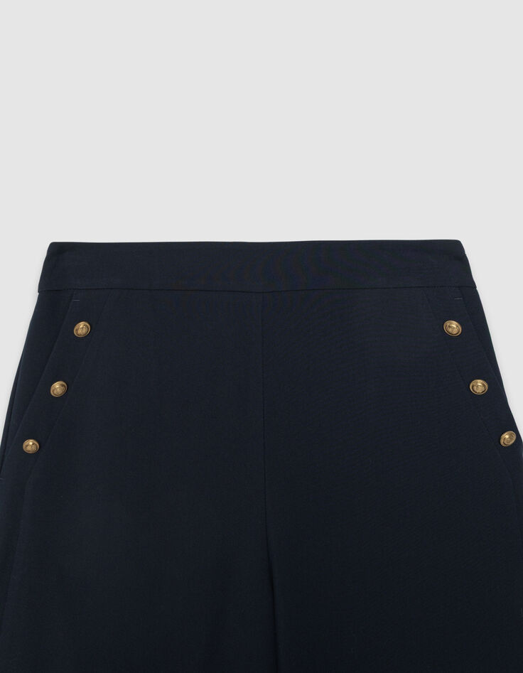 Women’s navy flannel cargo trousers-3
