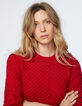 Women’s red Aran knit sweater with wool-4