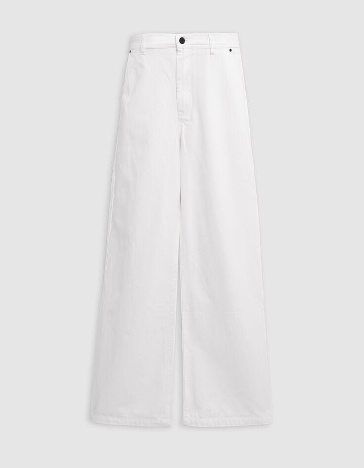Jean large blanc cassé taille haute Femme-8